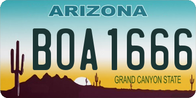 AZ license plate BOA1666