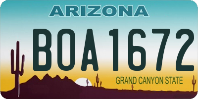 AZ license plate BOA1672