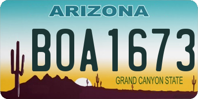 AZ license plate BOA1673