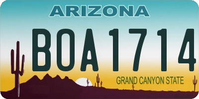 AZ license plate BOA1714