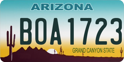 AZ license plate BOA1723
