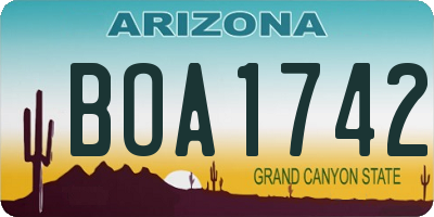 AZ license plate BOA1742