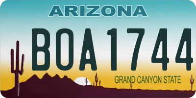 AZ license plate BOA1744