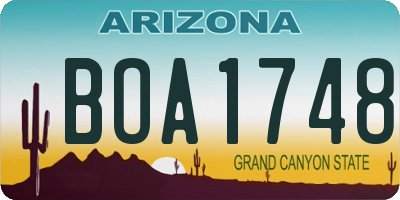 AZ license plate BOA1748
