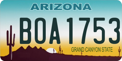 AZ license plate BOA1753