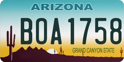 AZ license plate BOA1758