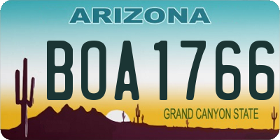 AZ license plate BOA1766