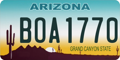 AZ license plate BOA1770