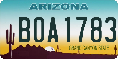 AZ license plate BOA1783