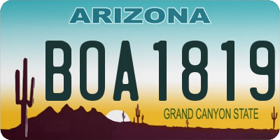 AZ license plate BOA1819