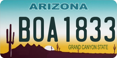 AZ license plate BOA1833