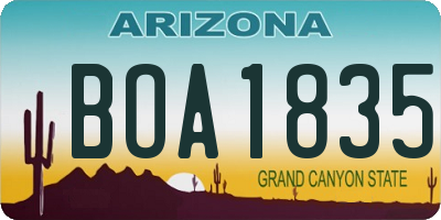 AZ license plate BOA1835