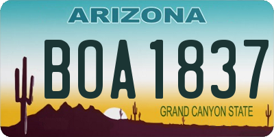 AZ license plate BOA1837