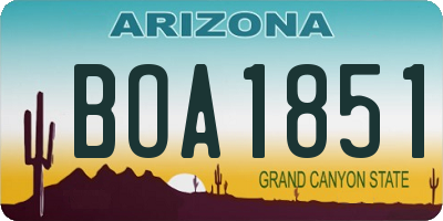AZ license plate BOA1851