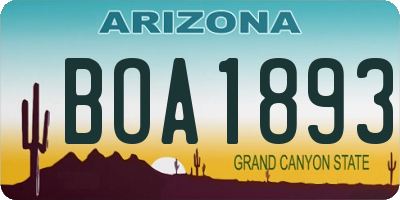 AZ license plate BOA1893