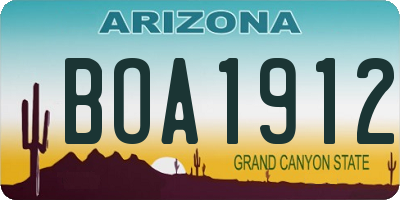 AZ license plate BOA1912