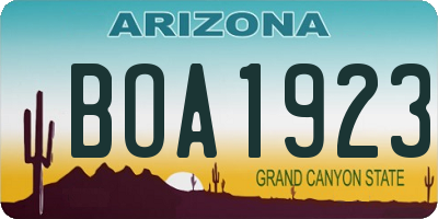 AZ license plate BOA1923