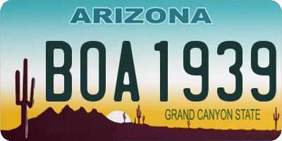 AZ license plate BOA1939