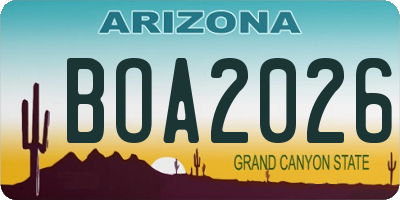 AZ license plate BOA2026