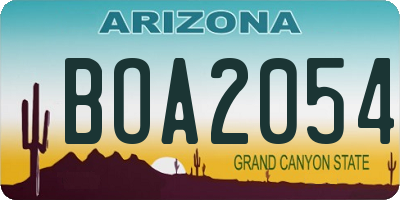 AZ license plate BOA2054