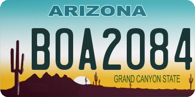 AZ license plate BOA2084