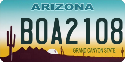 AZ license plate BOA2108