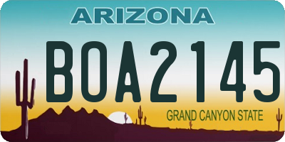 AZ license plate BOA2145