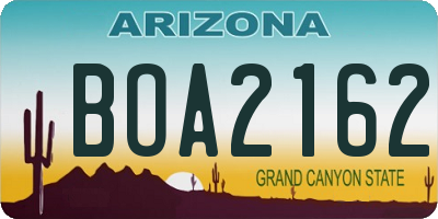 AZ license plate BOA2162