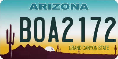 AZ license plate BOA2172
