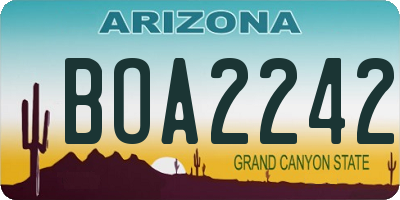 AZ license plate BOA2242