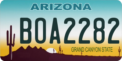 AZ license plate BOA2282