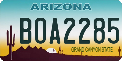 AZ license plate BOA2285