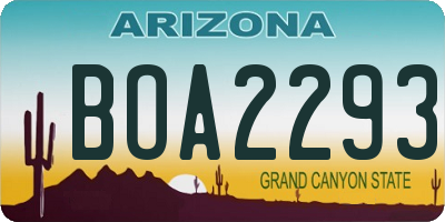AZ license plate BOA2293