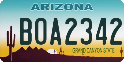 AZ license plate BOA2342