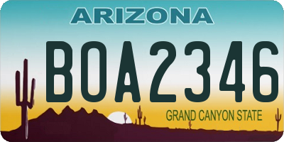 AZ license plate BOA2346