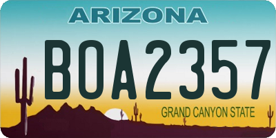 AZ license plate BOA2357