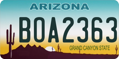AZ license plate BOA2363