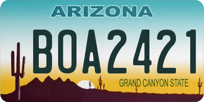 AZ license plate BOA2421