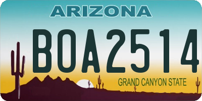AZ license plate BOA2514