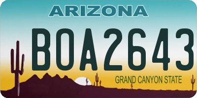 AZ license plate BOA2643