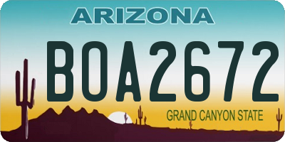 AZ license plate BOA2672