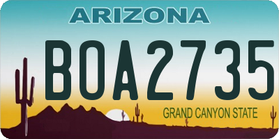 AZ license plate BOA2735