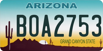 AZ license plate BOA2753