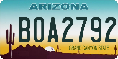 AZ license plate BOA2792