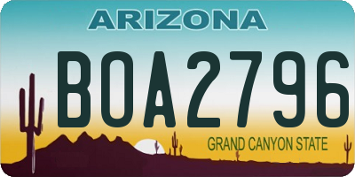 AZ license plate BOA2796