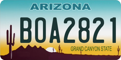 AZ license plate BOA2821