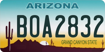 AZ license plate BOA2832