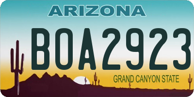 AZ license plate BOA2923