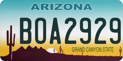 AZ license plate BOA2929