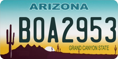 AZ license plate BOA2953